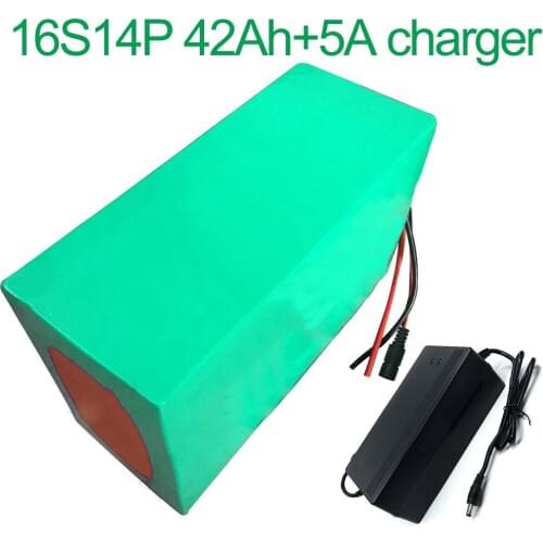 With 5A charger 60V 42Ah 16S14P 18650 Li-ion Battery electric two Three wheeled motorcycle bicycle ebike 275*165*140mm
