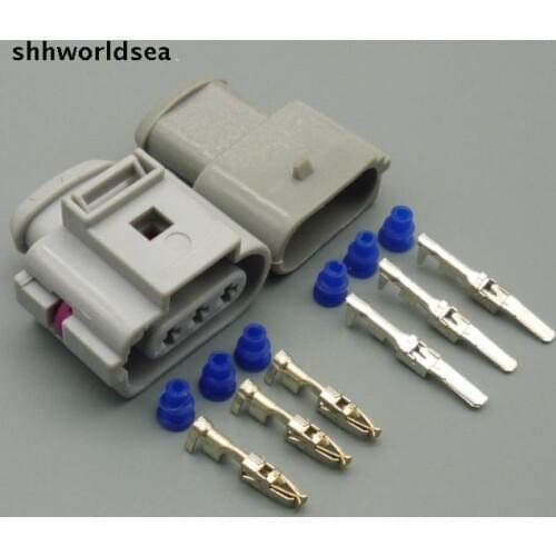 Shhworldsea 4/10/50/100sets 3 pin Car Crankshaft Sensor Plug Interface fog lamp connector socket For audi VW Jetta Passat B5.5
