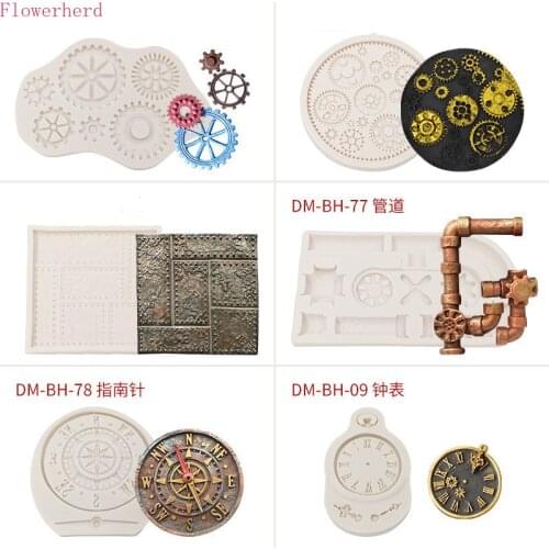 Gear Clock Fondant Cake Silicone Mold Chocolate Mold Cake Decorating Mechanical Compass Creative Baking Utensils Pastry Tools
