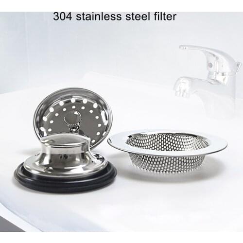 Drain Strainer Sink Plug Stainless Steel Black Strong For Kitchen Durable Three-Piece Suit Practical 3PCS/Set Anti-Clogging