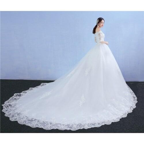 Flower appliques off shoulder wedding dresses white lace-up adjustable Wedding gowns Vestidos de festa Bride dresses Beauty