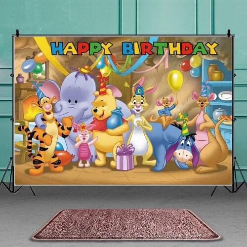 Disney Tigger Winnie The Pooh Birthday Background Cloth Tapestry Birthday Kid Baby Birthday Party Photo Studio Photo Decoration