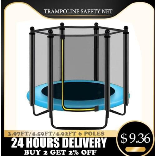 UV-Resistant Trampoline Safety Net Garden Trampoline Replacement Net for 3.97ft/4.59ft/4.92ft 6 Poles Trampolines