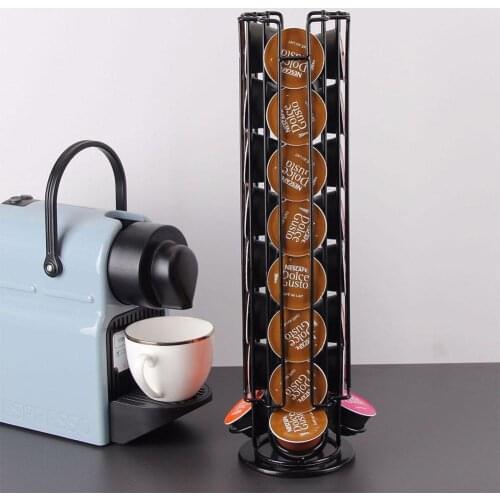 24Cups Rotatable Coffee Pod Holder For Dolce Gusto Capsule Display Capsule Rack Steel Tower Stand Storage Shelves 2020
