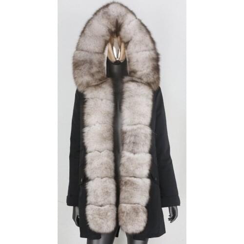 BLUENESSFAIR 2020 Waterproof Parka Real Fur Coat Winter Jacket Women Natural Fox Fur Collar Thick Warm Outerwear Streetwear New