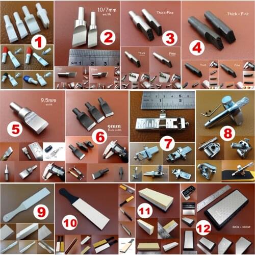 12Kinds Leather Craft Swivel Carving Knife Cutter Blade Head Sharpener Grindstone Tool Edger Creaser Groover Skiver Beveler Awl