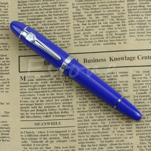 39XD Deluxe Steel Jinhao 159 Blue And Silver Trim Medium Nib Smooth Fountain Pen
