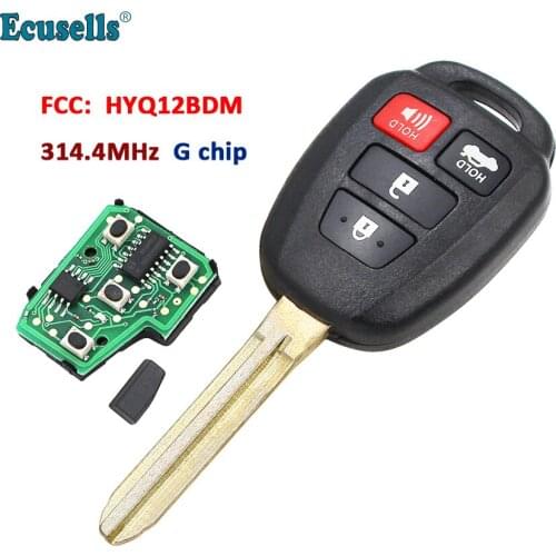 4 button Remote Key Fob 314.4MHZ With G Chip for Toyota Camry 2012-2014 FCC ID: HYQ12BDM UNCUT TOY43 blade
