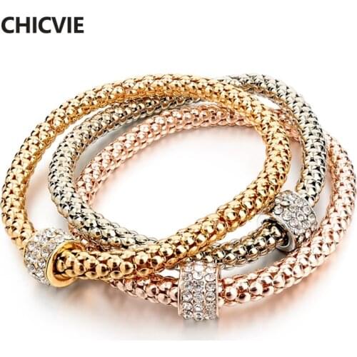 CHICVIE Famous Brand Bracelets For Women luxury Rose Gold Color Color Charm Bracelet Femme Turkish Jewelry New Year Gifts 2017