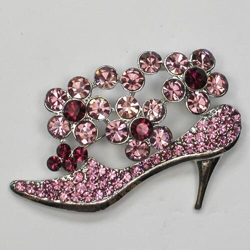 Purple Rhinestone Shoes Pin brooches Wedding party C2136 D