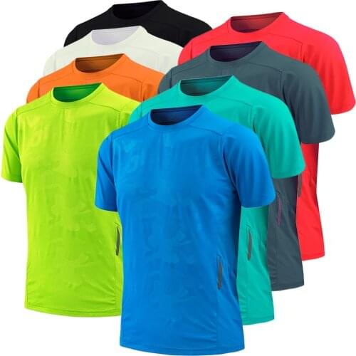 Mens Quick Dry Running T Shirt Short Sleeve Tops Breathable Polyester T Shirt For Men Fitness Camping Hiking Cycling T-Shirts