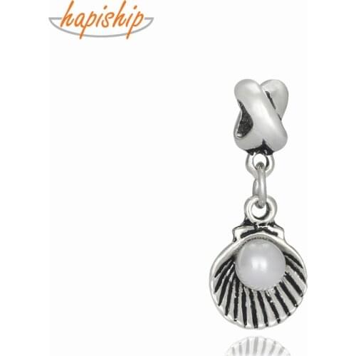 Hapiship 2021 Original Daisy Fashion Cute Romantic Pearl Shells Charm Beads Fit Charm Bracelet Female DIY Jewelry Making CZ106