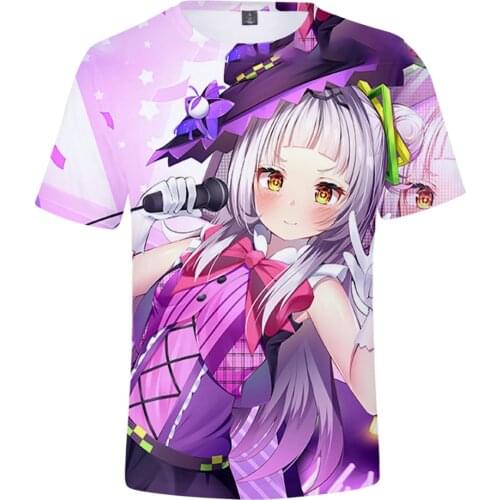 HOLOLIVE VTuber Murasaki Shion 3D Printed Spring Summer Preppy Men/Women Street Clothes T-shirt Streetwear Kawaii style