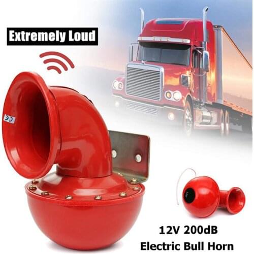 Red Super Loud Ringing Sound 200DB 12V ABS Metal Electric Air Snail Bull Horn Speaker For Car Motorcycle Truck Boat Accessories
