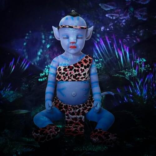 20inch 55cm Reborn Baby Sweet Blue Baby Boy Night Light With Tail Lifelike Newborn Full Vinyl Doll Toy Children Birthday Doll