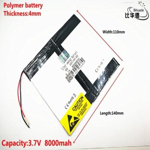Liter energy battery Good Qulity 3.7V,8000mAH 40110140 Polymer lithium ion / Li-ion battery for tablet pc BANK,GPS,mp3,mp4