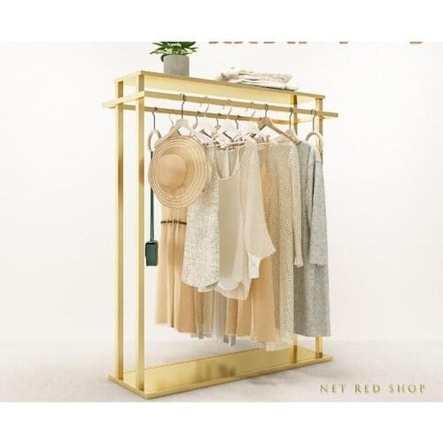 Clothing store in the island display shelf floor-to-floor double row side shelf nano gold selling clothes in the middle shelf