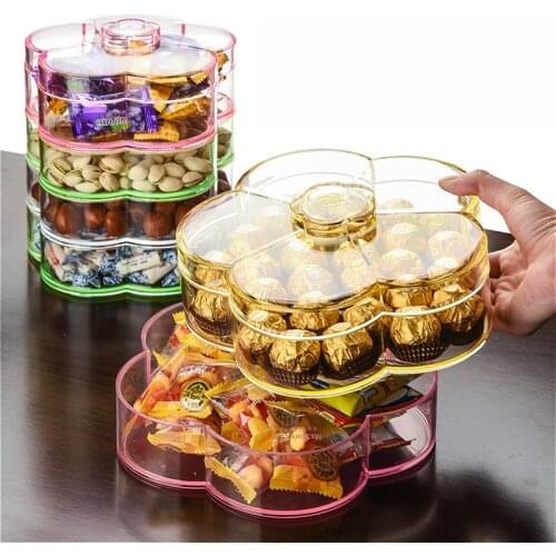 Multi-layered Dried Fruit Box Candy Box Partition with Cover Food Storage Tank Stackable Fruit Plates Kitchen Organizer