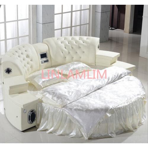 Real Genuine leather bed frame Soft Bed Home Bedroom massage speaker system camas lit muebles de dormitorio yatak mobilya quarto