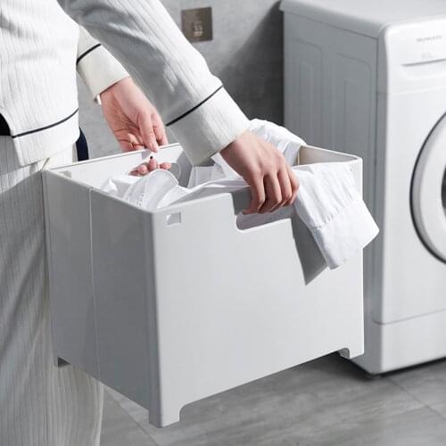 Dirty Clothes Basket Wall-Mounted Foldable Storage Basket Household Bathroom Clothes Storage Frame Plastic Dirty Clothes Basket