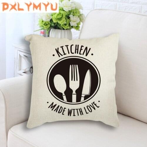 Geometric Cushion Covers Cooking With Love Kitchen Quote Printed Pillow Case For Home Chair Sofa Decoration Square Pillowcases