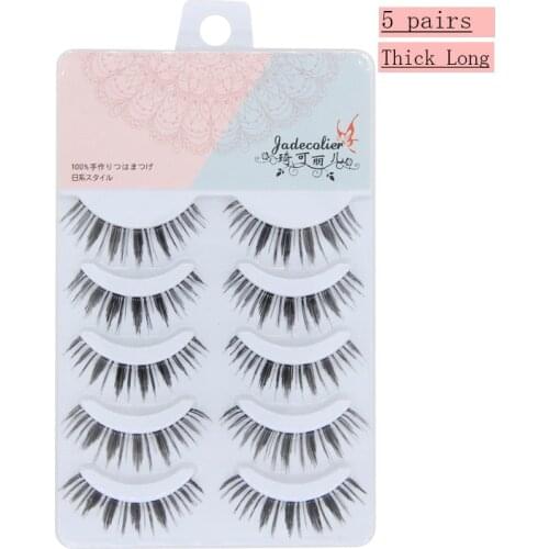 New 5 Pairs Japanese Style False Eyelashes Cheap Price Thick Long Strip Fake Lashes Beauty Makeup Tools