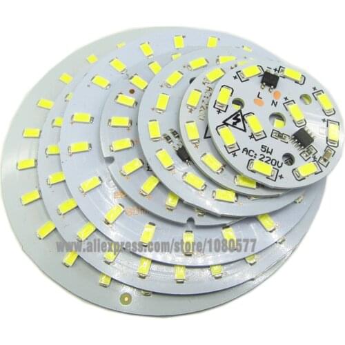 Wholesale 50pcs 220v led plate 3W 5W 7W 9W 12W 15W 18W 24W Smart IC driver 5730 SMD Cold White/ Warm White aluminum pcb