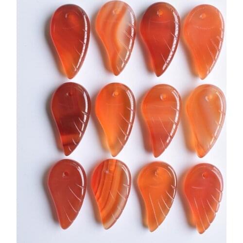 Wholesale 12pcs/lot Fashion good quality Natural red onyx stone carved angel wings charms and pendants for jewellery making free