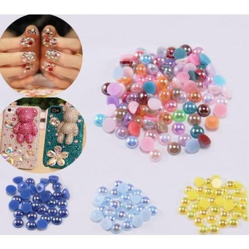 50-500pcs/lot Crafts 2-14mm Half Round Imitation Pearls Flatback Scrapbook Beads For DIY Garment/Phone Case/Nail Making