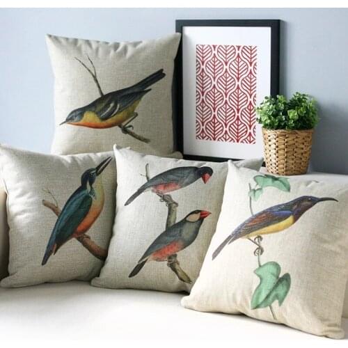 Country colorful bird pillow sofa home decoration cushion pillowcase