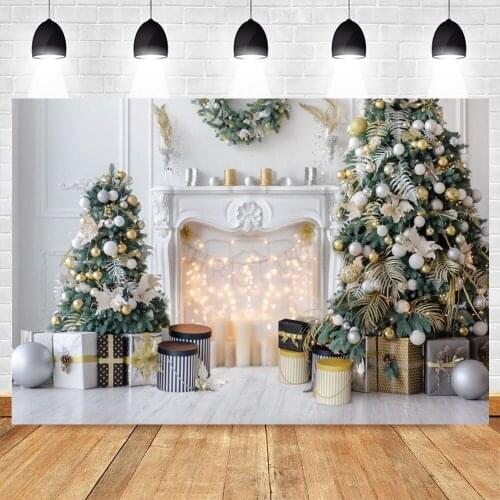 Christmas Backdrop Room Fireplace Tree Floor Photography Background Photo Studio Baby Portrait Photocall Photozone Photophone