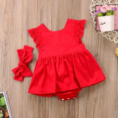 6-24M Christmas Ruffle Red Lace Romper Dress Baby Girls Sister Princess Kids Xmas Party Dresses Cotton Newborn Costume