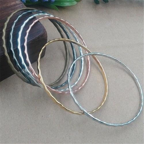 SEA MEW 60mm Round Bangle 7 Colors Plated Vintage Metal Copper Bangle Bracelet For Women cy2039