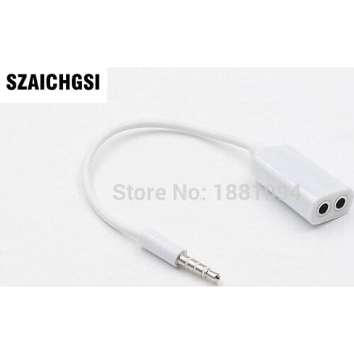 SZAICHGSI 500pcs 3.5mm Earphone Headphone Male 1 to 2 Dual Female Y Splitter Stereo Audio Cable Adapter Jack for iphone 6 5 4