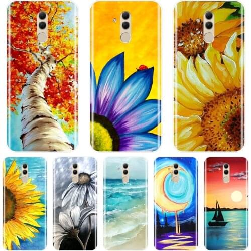 TPU For Huawei Mate 20 10 9 Lite Case Silicone Soft Art Sunflower Flower Moon Back Cover For Huawei Mate 7 8 9 10 Pro Phone Case
