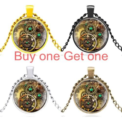 Vintage Steampunk Gear Design Bronze Color Punk Style Pendant Necklace Jewelry Men Women Accessories Gifts