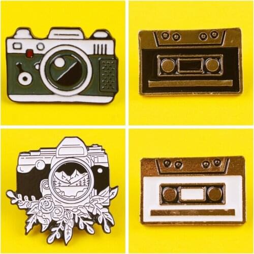 Vintage Camera Enamel Pins Camera Photograph Butt Badges Brooches Lapel Pin Clothes Shirt Bag Classic Jewelry Photographers Gift