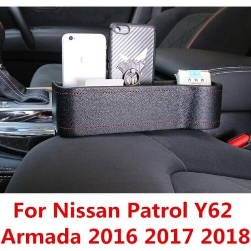 Car storage box Car Gap Storage Box Seat Crack storage box Storage bag Bracket For Nissan Patrol Y62 Armada 2016 2017 2018