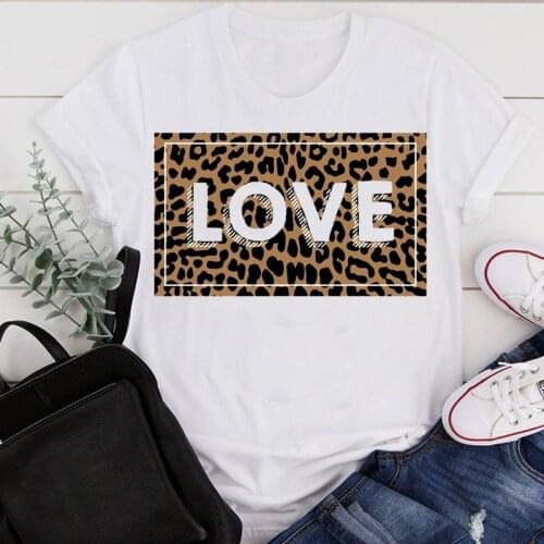 Women Clothes Cartoon Leopard Love 90s New Style Cute Summer Print Fashion Tshirt Female Short Sleeve Tee Top Graphic T-shirt