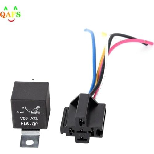 Waterproof Automotive Relay 12v 5pin 40a Car Relay with Black Red Copper Terminal Auto Relay With Relay Socket 1pc