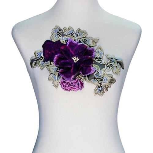 10piece 3D Flower Design Embroidery Applique Lace Cord Patches Trimming Motif Venise Clothes Decorated Sewing Supplies T2379