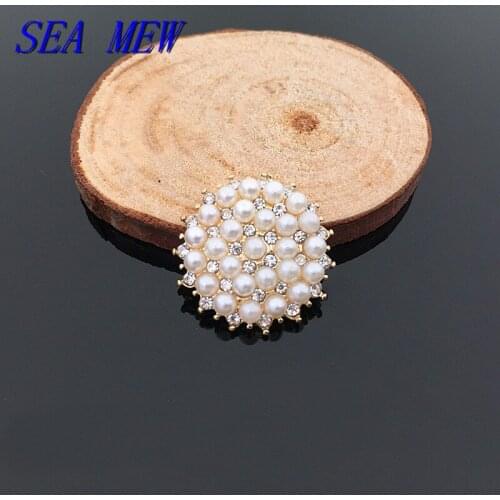 10PCS 20mm Fashion Metal Alloy KC Gold Imitation Pearl Crystal Flowers Connectors Charm For Jewelry Making Accessories