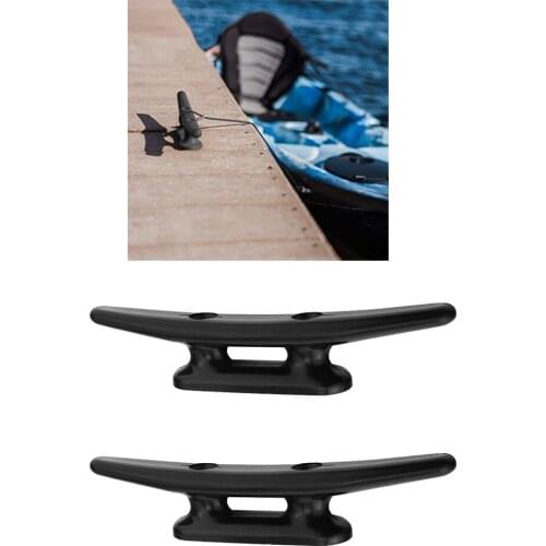 2pcs 4" (980mm) Yacht Dinghy Boat Deck Cleat Fastener With Screws Black