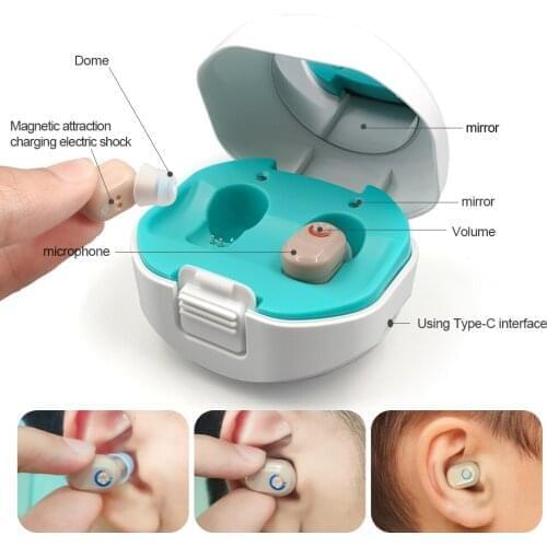 2021 best A pair Digital Hearing Aid Mini Rechargeable Ear Hearing Device Sound Amplifier Digital Hearing Aids Sounds Amplifier