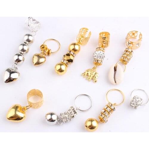 5Pcs Gold Silver Hair Braid Dreadlocks Bead Hair Ring Cuffs Dread Tube Charm Dreadlock Braid Styling Tools Accessories Extension