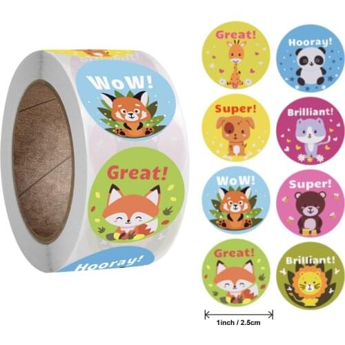 50-500Pcs toys sticker school teacher reward sticker zoo Animals cartoon Stickers for kids classic 8 designs pattern lion