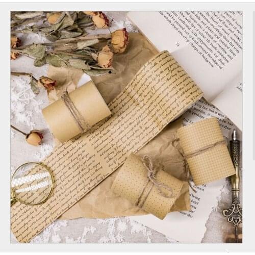 60mm Vintage kraft tape square grid base dot lattice retro English washi Tape DIY planner Diary scrapbooking masking tape escola