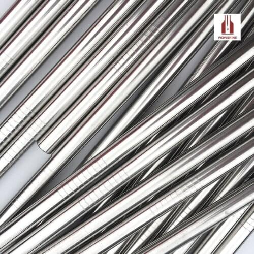 WOWSHINE Promotion! Free shipping 10pcs/lot stainless steel straw FDA LFGB food grade 8MM*215MM*0.55MM
