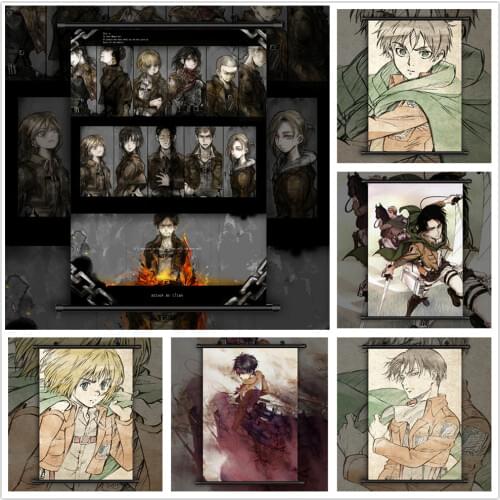 Attack On Titan Eren Armin Erwin Levi Anime manga wall Poster Scroll E