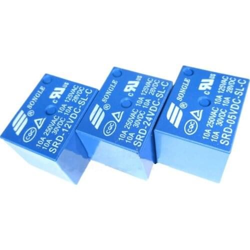 Free shipping power relay SRD-05VDC-SL-C SRD-12VDC-SL-C SRD-24VDC-SL-C 5pins 10A 5PCS/LOT